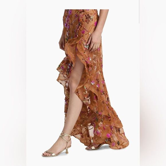 Bronx and Banco Sicilia Sequined Maxi Dress in coral multi, size M - Picture 6 of 16